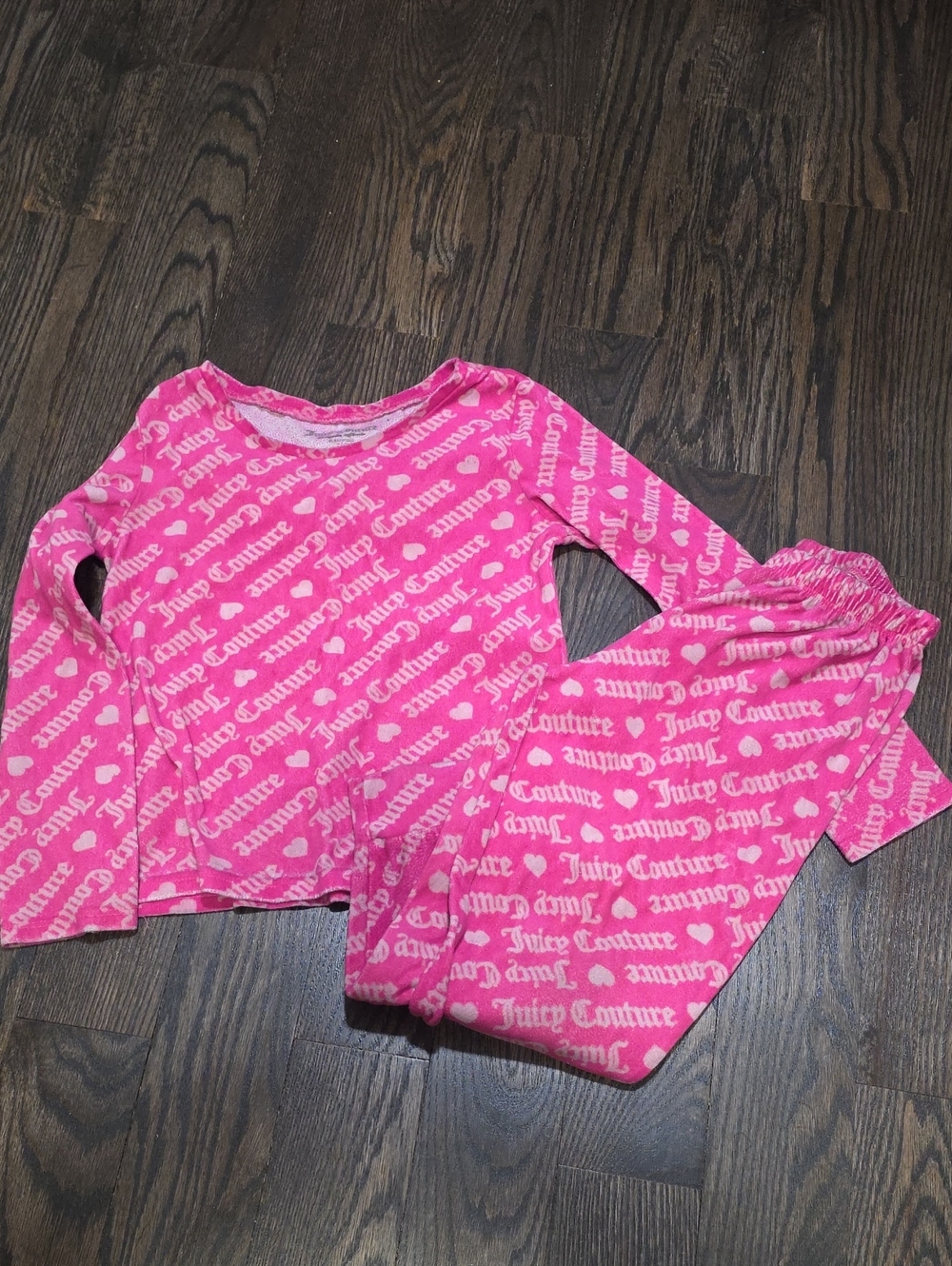 Juicy Couture Hot Pink Kids Pajama Set with All-Over Logo